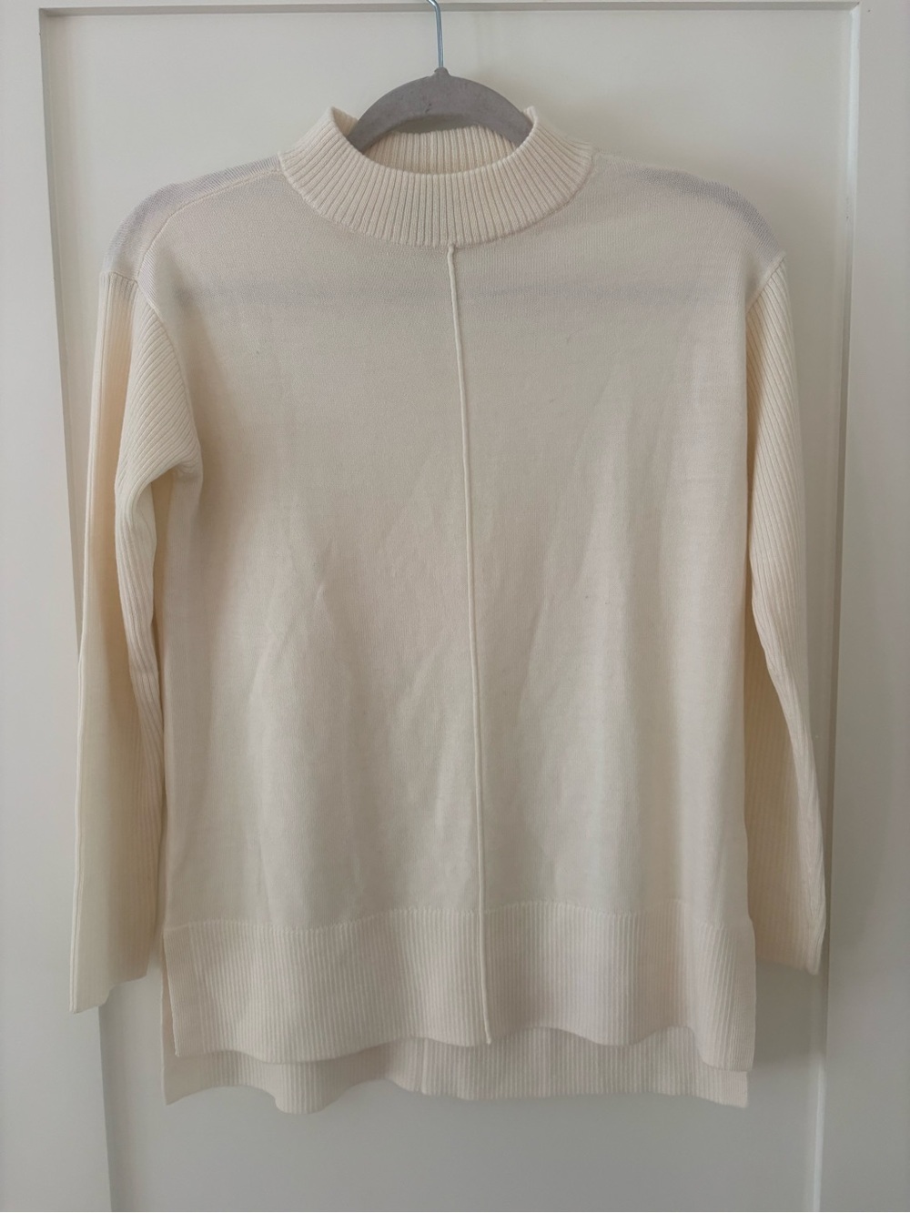 Talbots cream high neck merino wool knit sweater size P  (XS Petite)